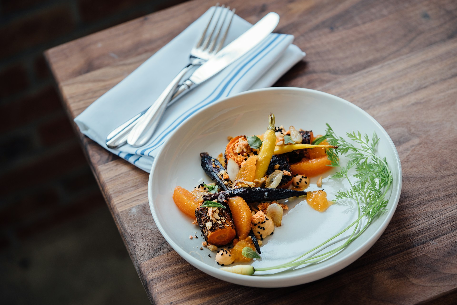 A vegetable dish on a white plate